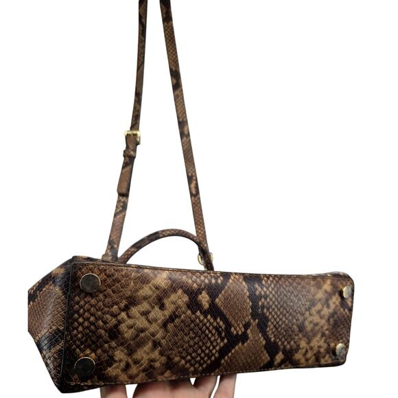 Michael Kors Ava Medium Python Snake Leather Crossbody Satchel Bag Khaki - Picture 13 of 15